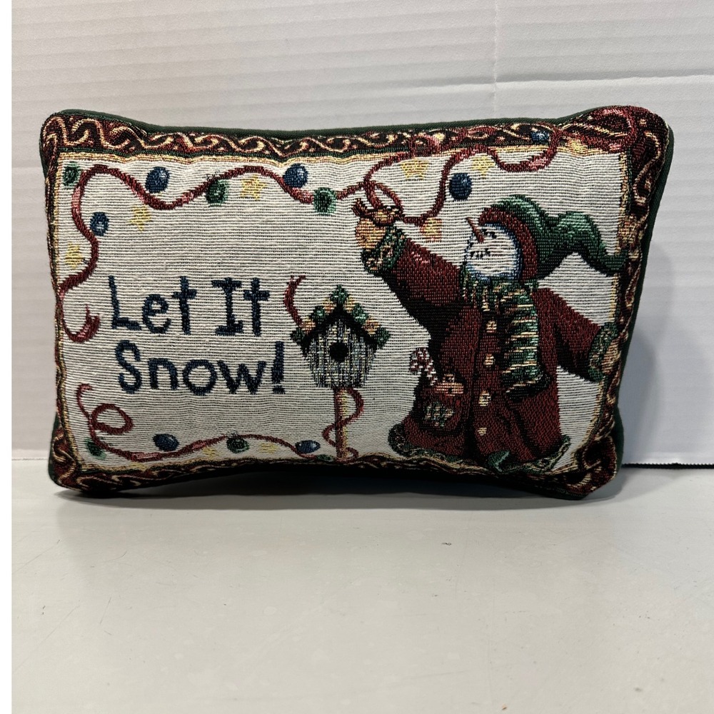 Tapestry Snowman‎ Let It Snow Christmas Accent Pillow Decorative Holiday